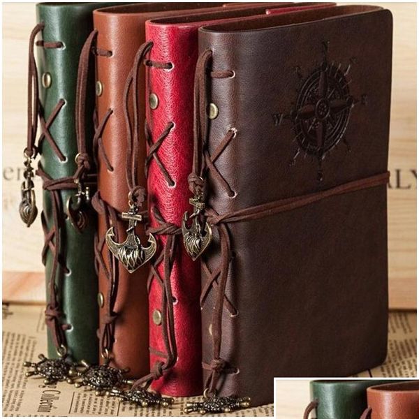 2017 spiral notebook diary notepad vintage pirate anchors pu leather note book replaceable stationery gift jllhmk insyard, Purple;pink